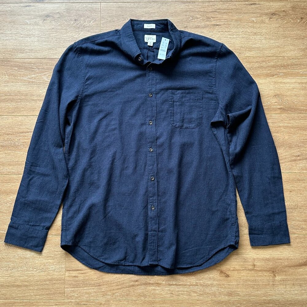NWT J‎ Crew Brushed 100% Cotton Twill Shirt Mens Sz Large Classic Fit